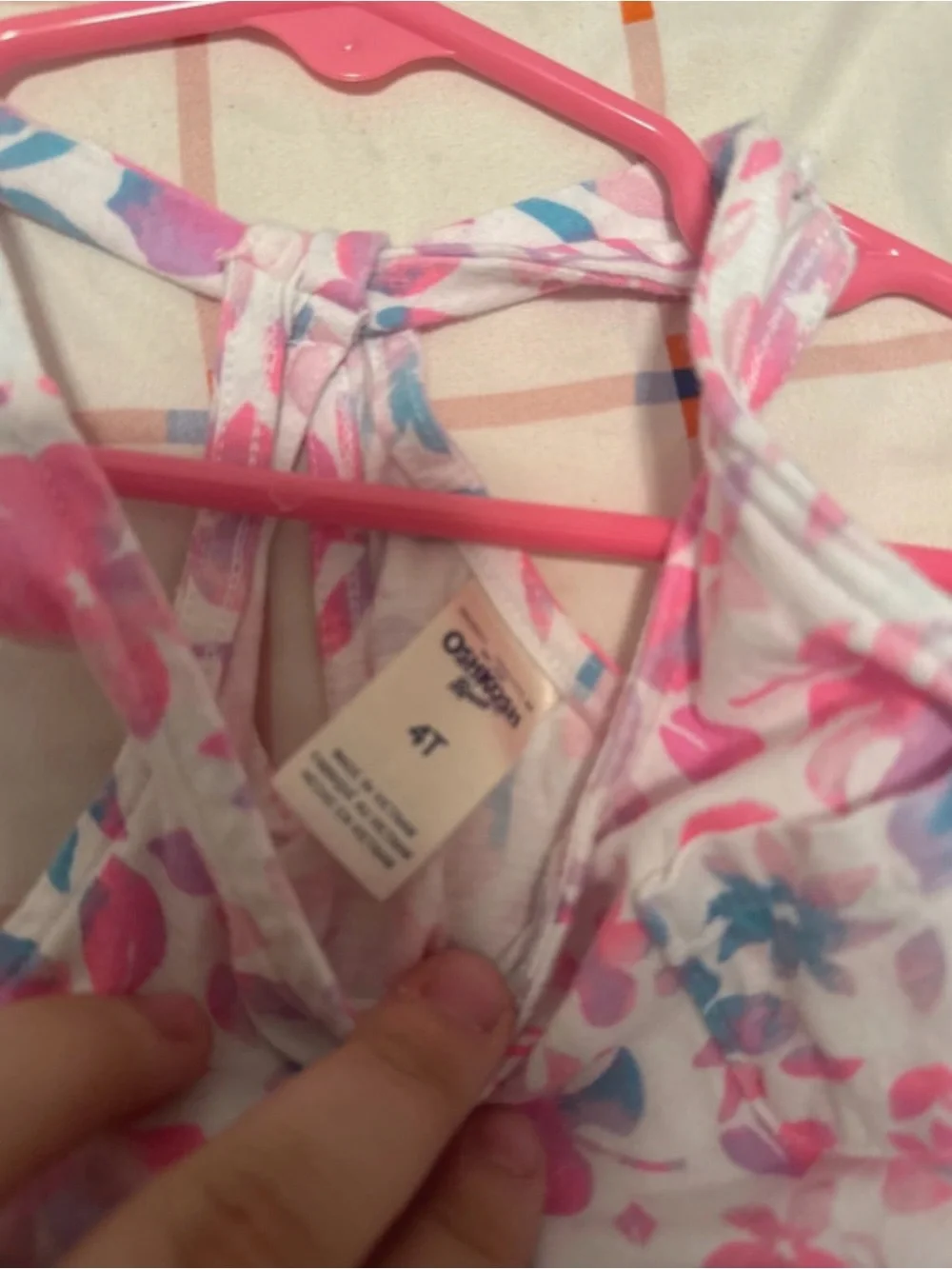 OshKosh B'gosh Girls Floral Tank Top - White, Pink & Blue